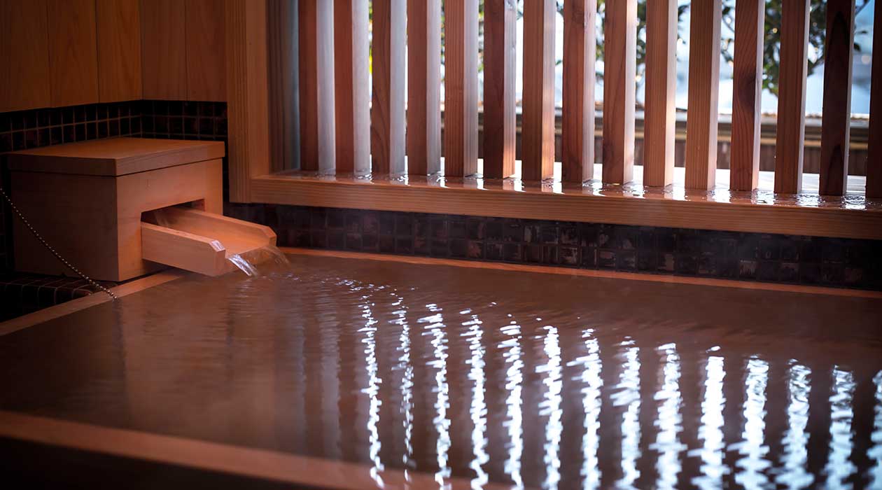 日式双床客房 配备半露天浴池（街景）